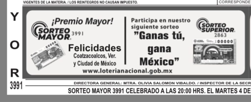 Coatza sigue de suerte en 2025, cae quinto cachito ganador de la Lotería Nacional